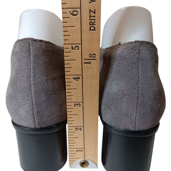 Munro Suede Open Toe Heels Sandals Comfort Shoes 9.5 Gray Zip Block Heel Travel - Picture 3 of 10